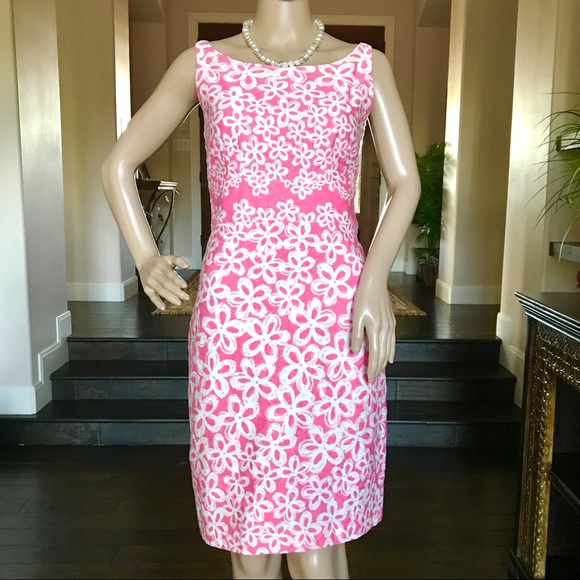 Taylor Pink Floral Print Midi Sheath Dress Size 6 Cottagecore Barbiecore - Picture 2 of 8